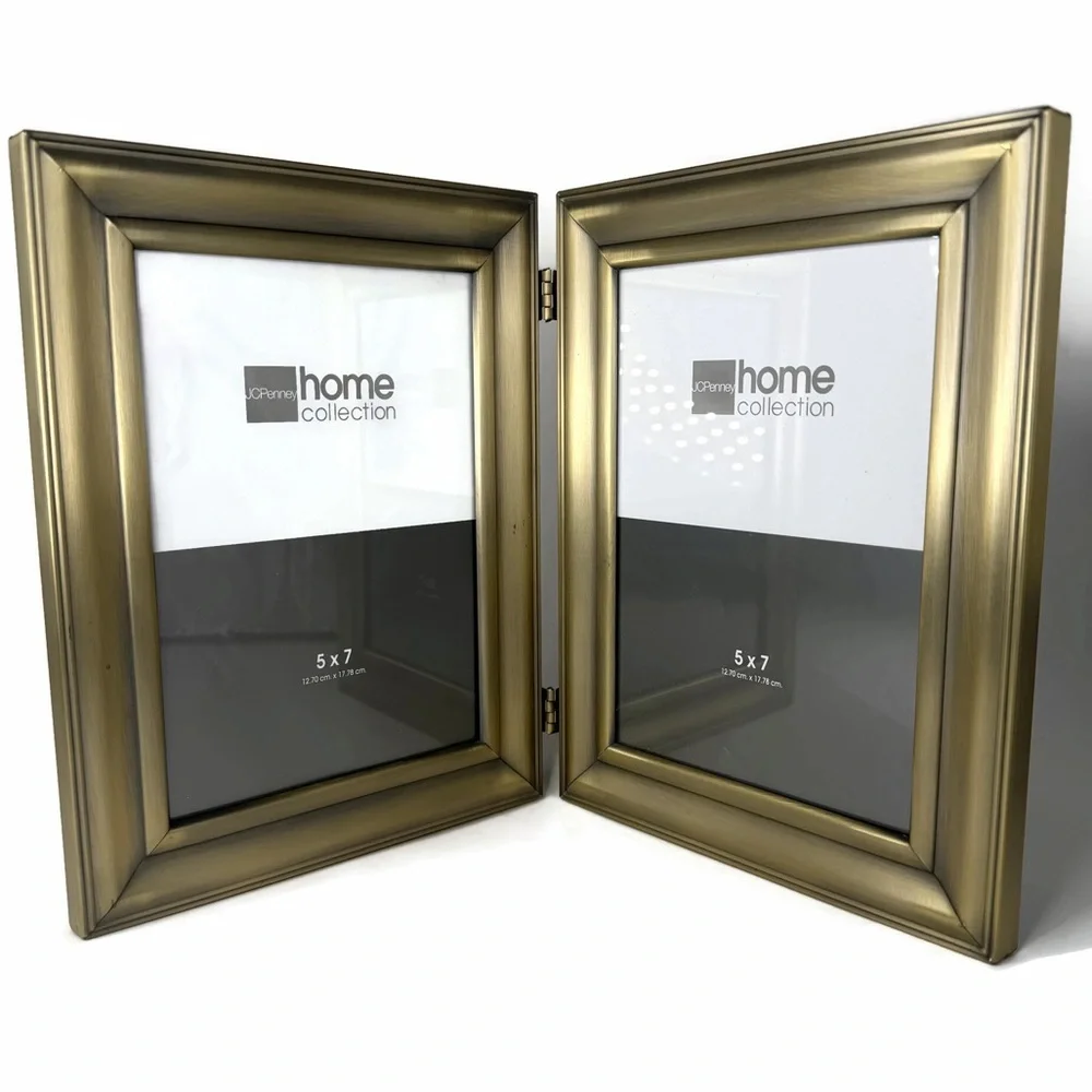 Vintage JCPenney Home Collection Double Photo Frame in Gold Tone 5 x 7 Pictures